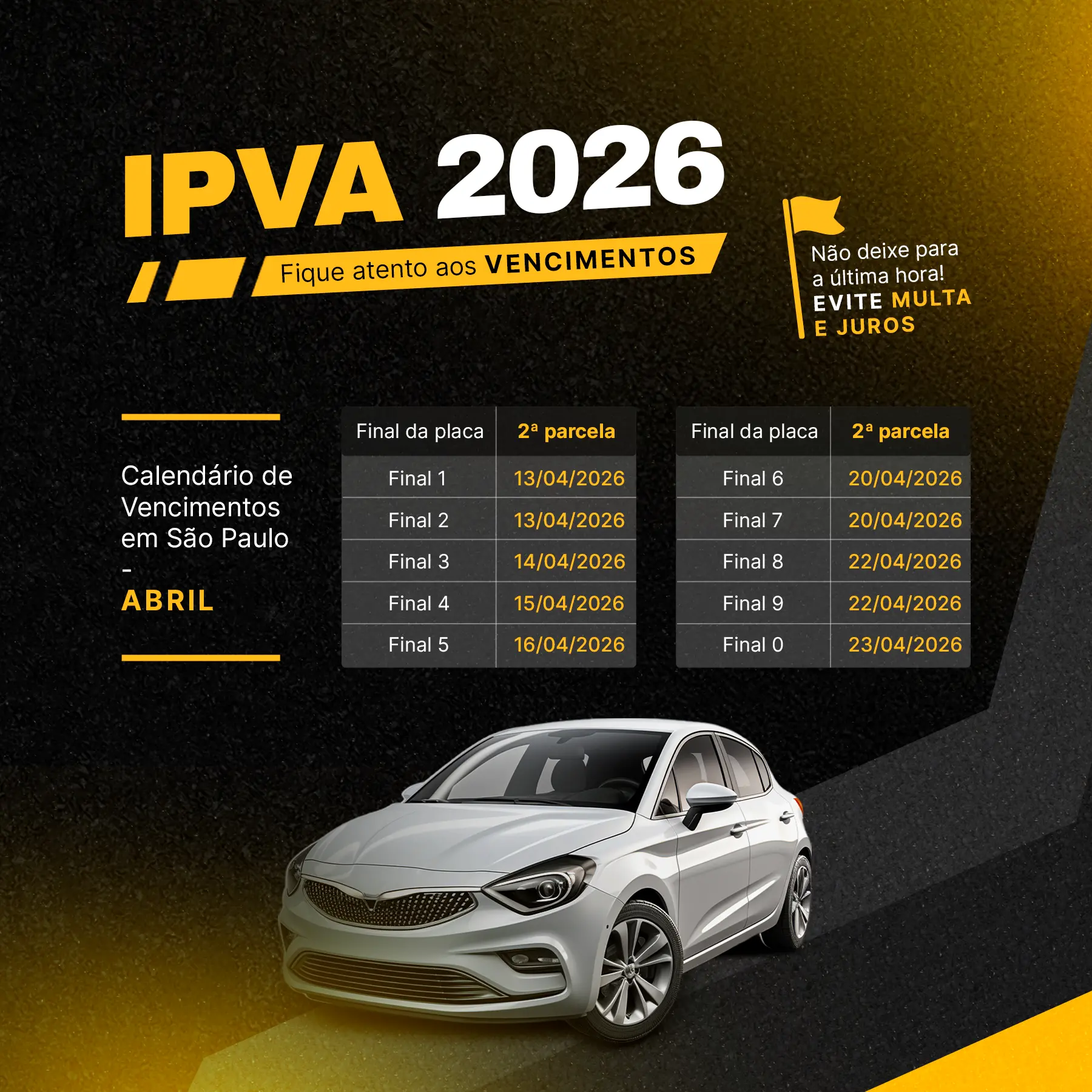 IPVA 2026, fique atento aos vencimentos! Para mais informações, entre em contato através do nosso Whatsapp ou Instagram.
